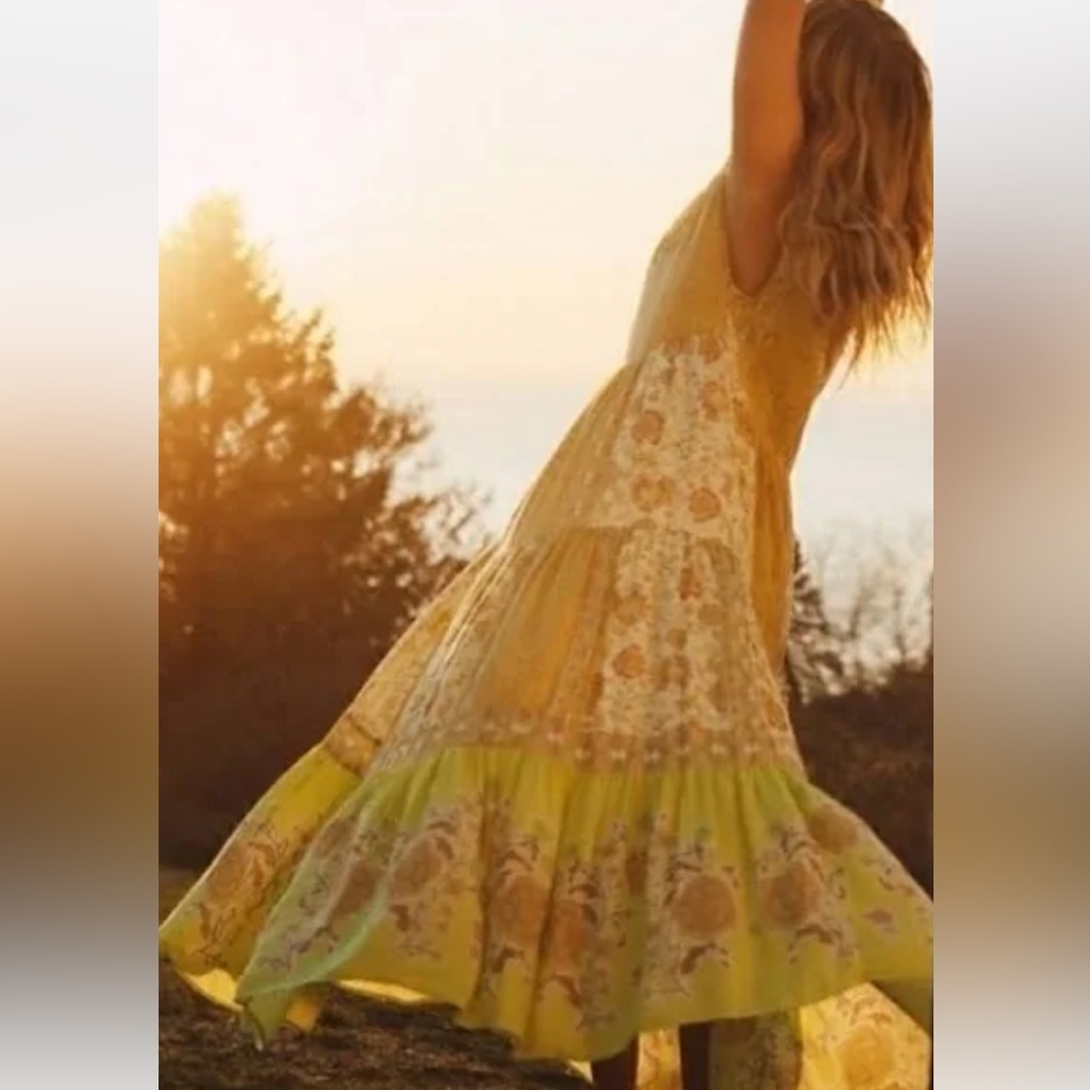 NWT Free People Hanalei Bay Yellow Maxi Size M as Seen on Episode 6 Home Town - Picture 6 of 16